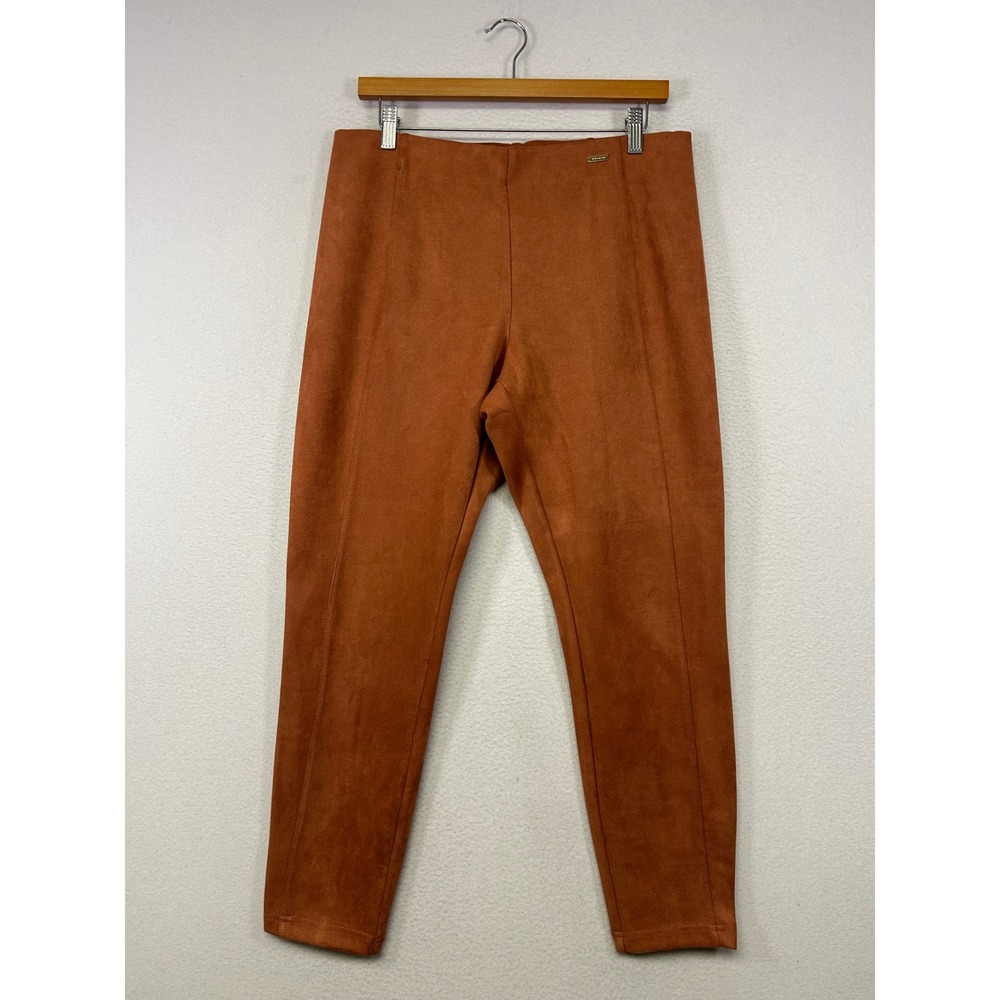 Autumnal T-Tahari Womens Large Burnt Orange Faux Suede High Rise‎ Slim Pants L
